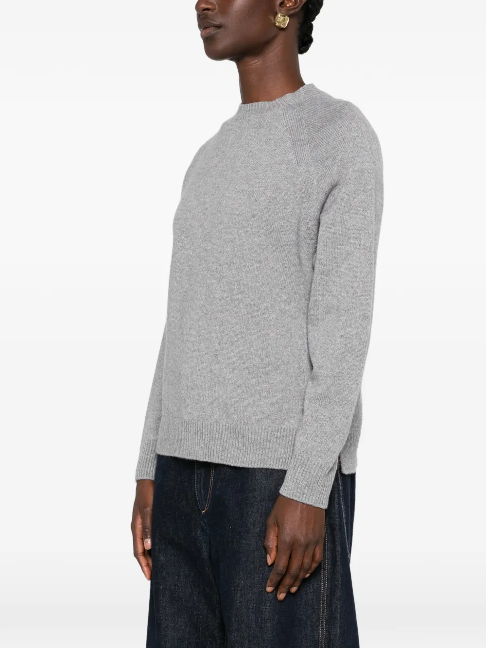 Peserico raglan-sleeve ribbed-trim sweater Grijs