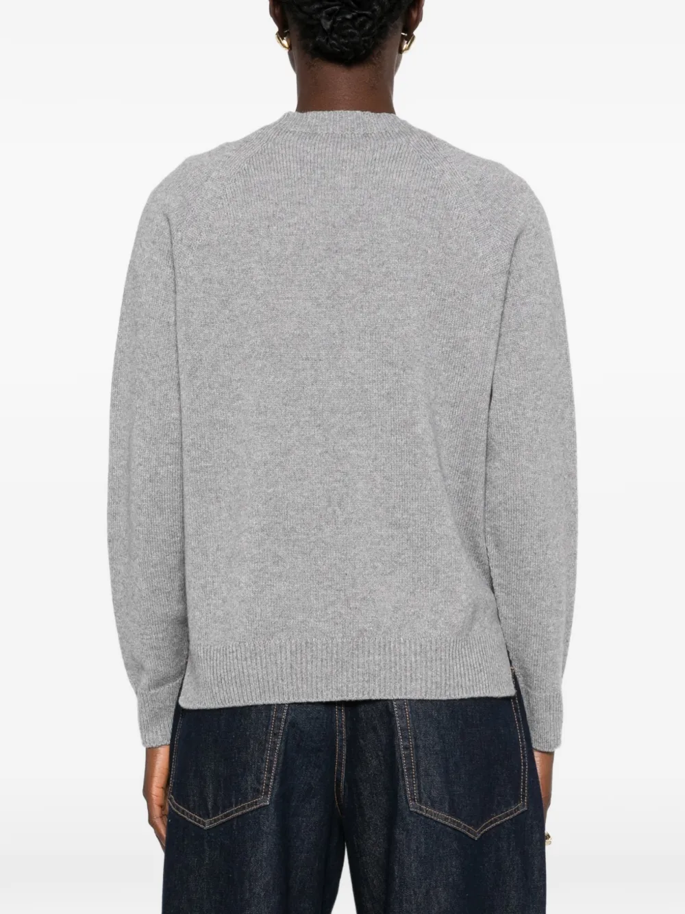 Peserico raglan-sleeve ribbed-trim sweater Grijs