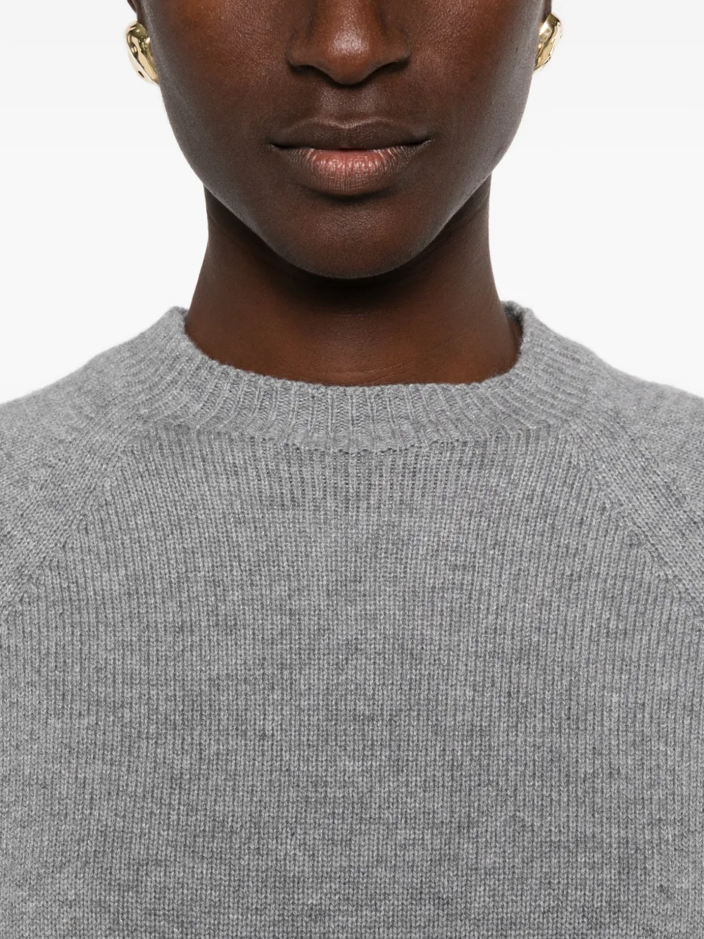 Peserico raglan-sleeve ribbed-trim sweater Grijs