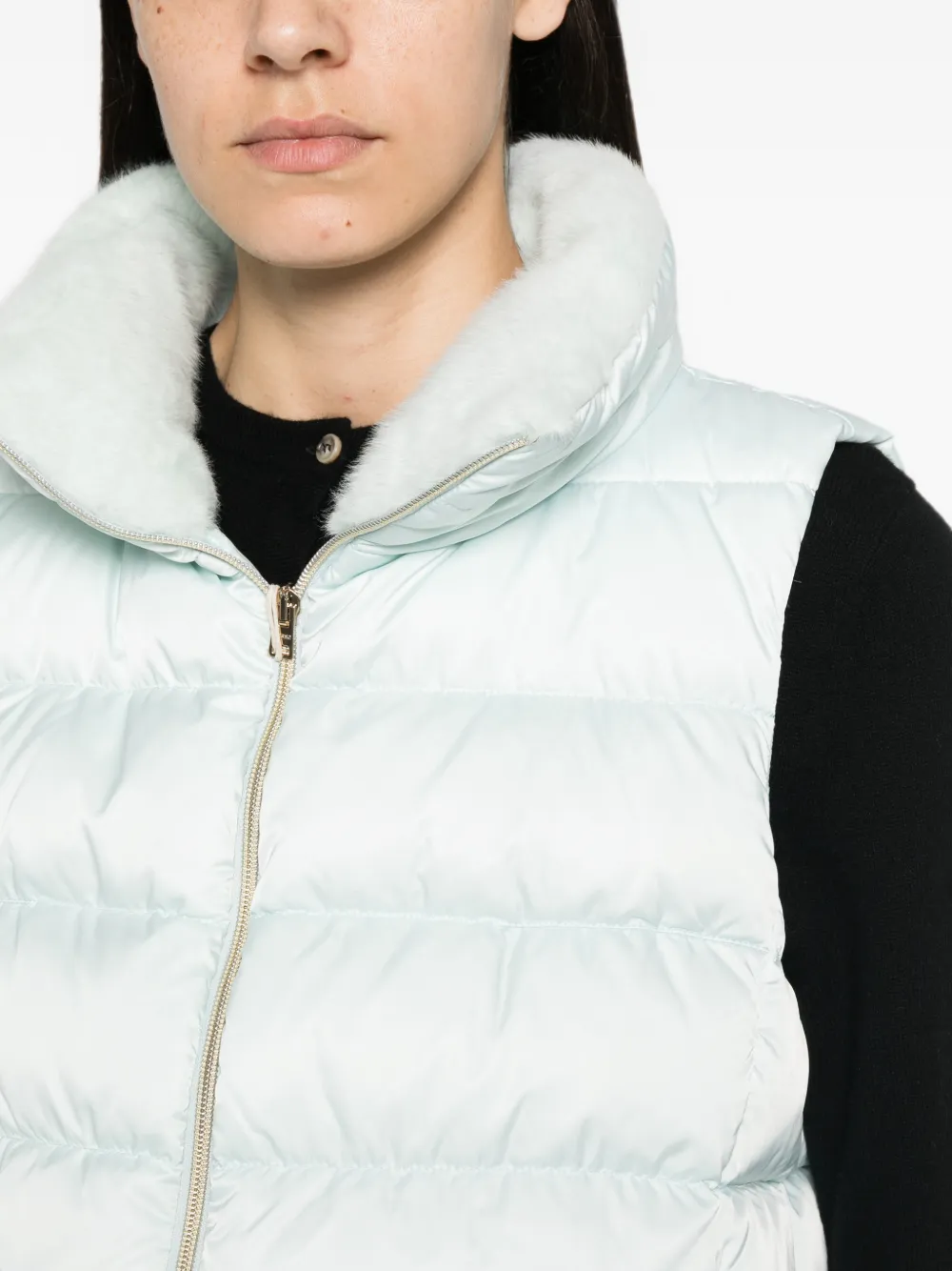 Herno Gewatteerde bodywarmer met afwerking van imitatiebont Blauw