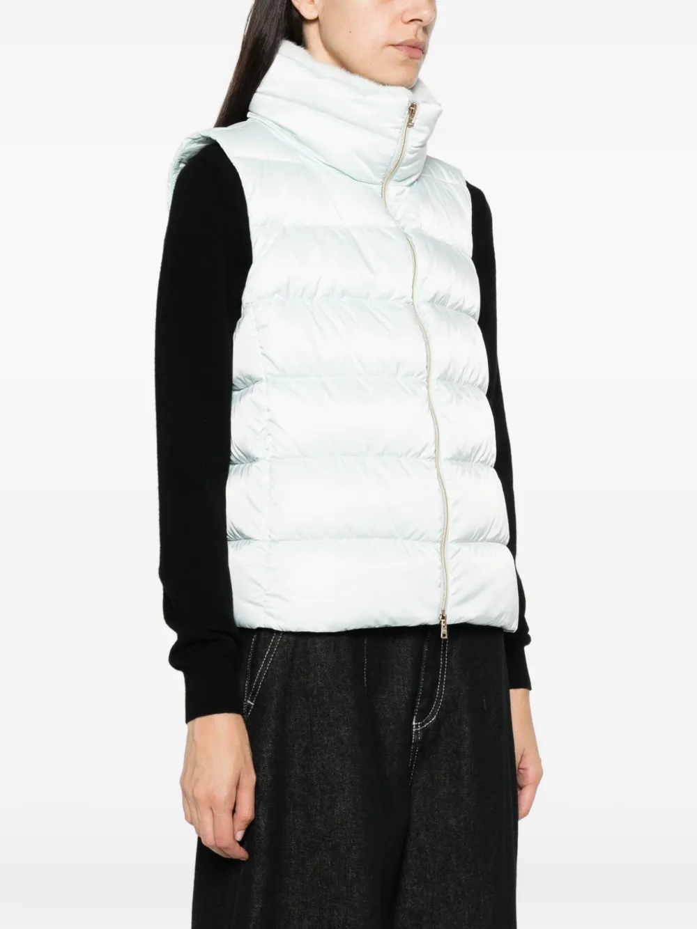 Herno Gewatteerde bodywarmer met afwerking van imitatiebont Blauw