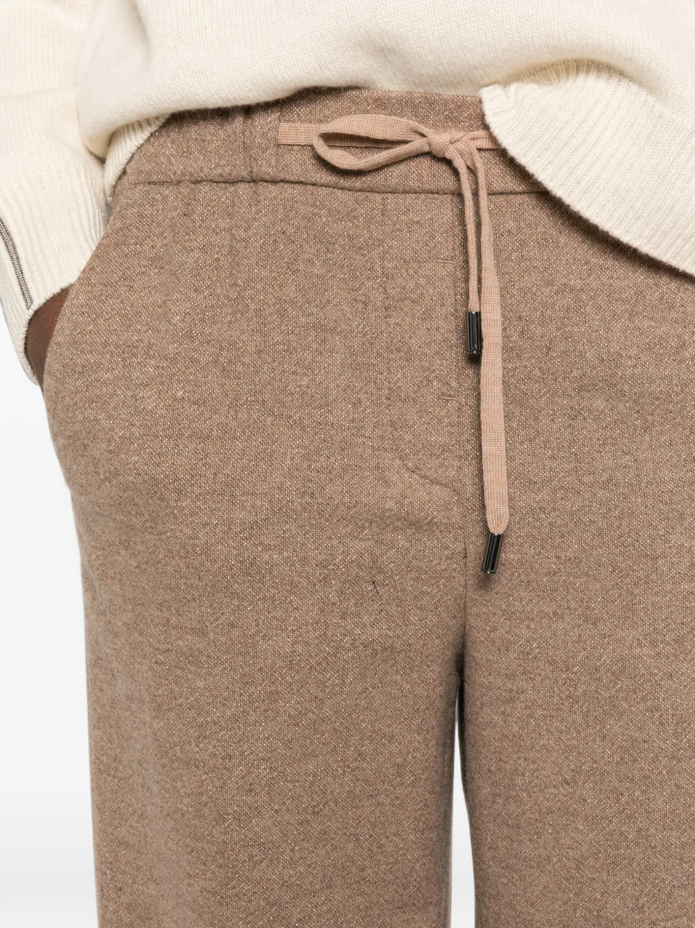Peserico Broek met wijde pijpen en trekkoord Bruin