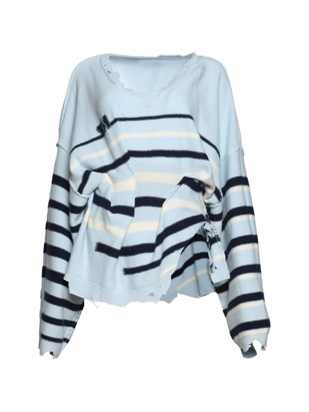 Natasha Zinko distressed striped sweater - Blu