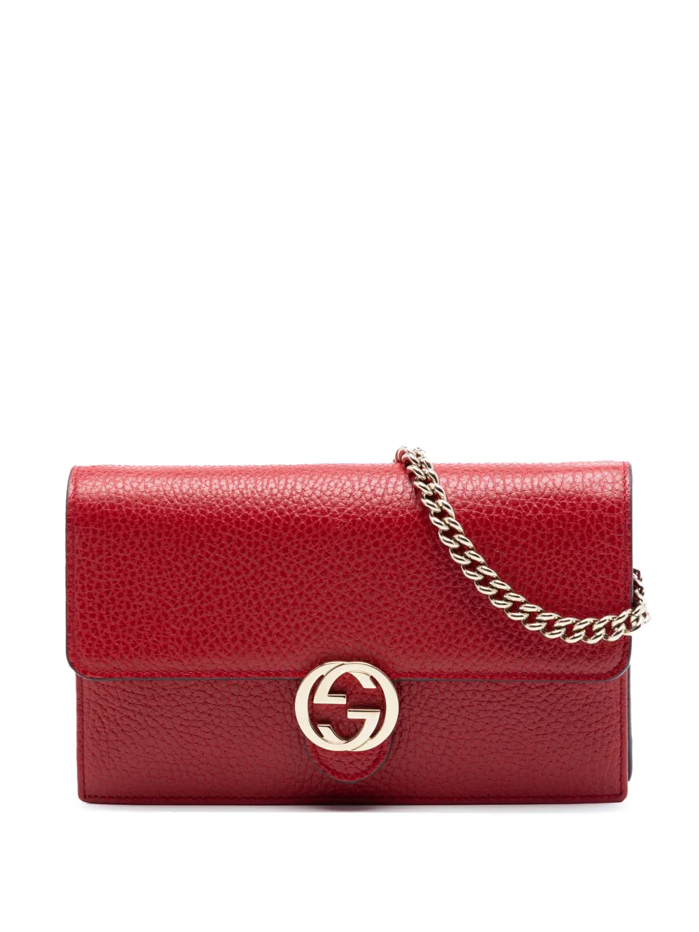 Gucci Pre-Owned 2000-2015 Leather Interlocking G Dollar Wallet on Chain crossbody bag - Rosso