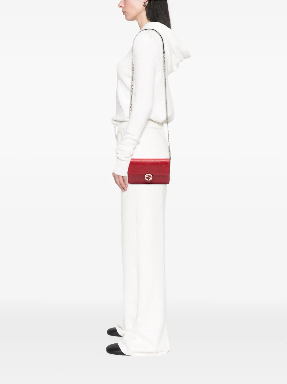  Gucci Pre-owned Bandolera Dollar Wallet On Chain De Piel Con G Entrelazada Característica 2000-2015 - Rojo 