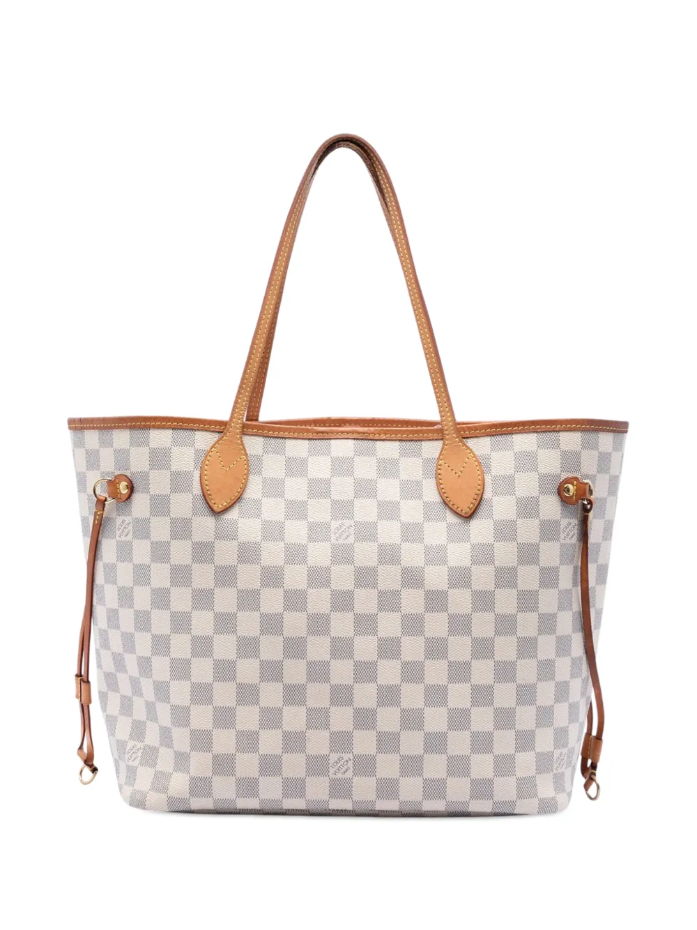 Pre-owned Louis Vuitton 2021-2026 Damier Azur Neverfull Mm Tote Bag In White