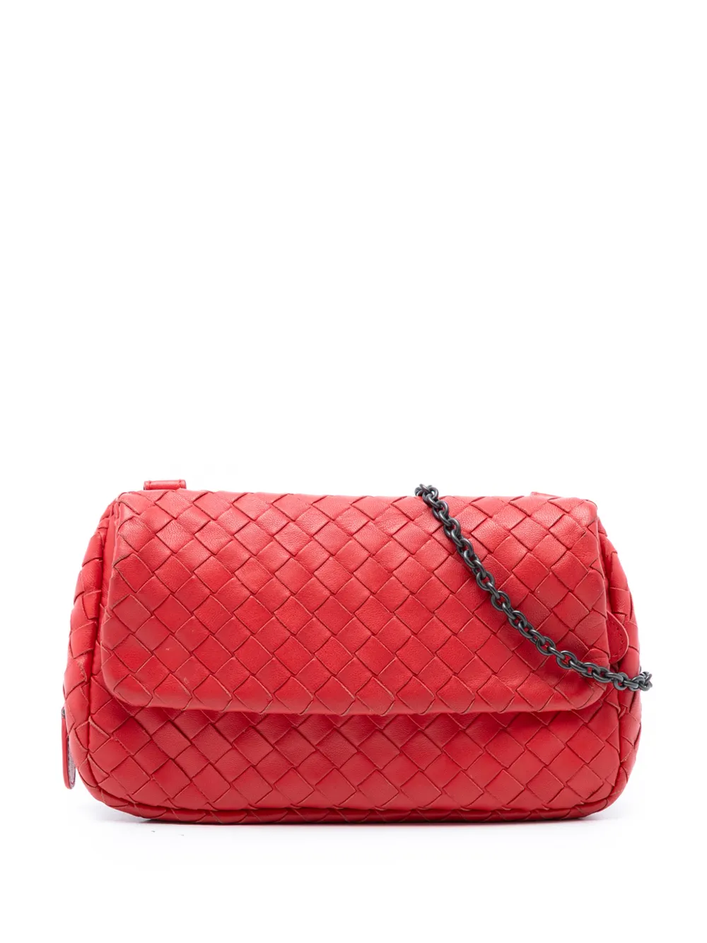 Bottega Veneta Pre-Owned 2012-2026 Mini Nappa Intrecciato Expandable Chain Flap crossbody bag - Rosso