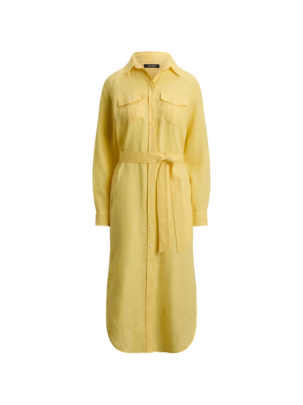 Lauren Ralph Lauren belted linen midi shirt dress - Giallo