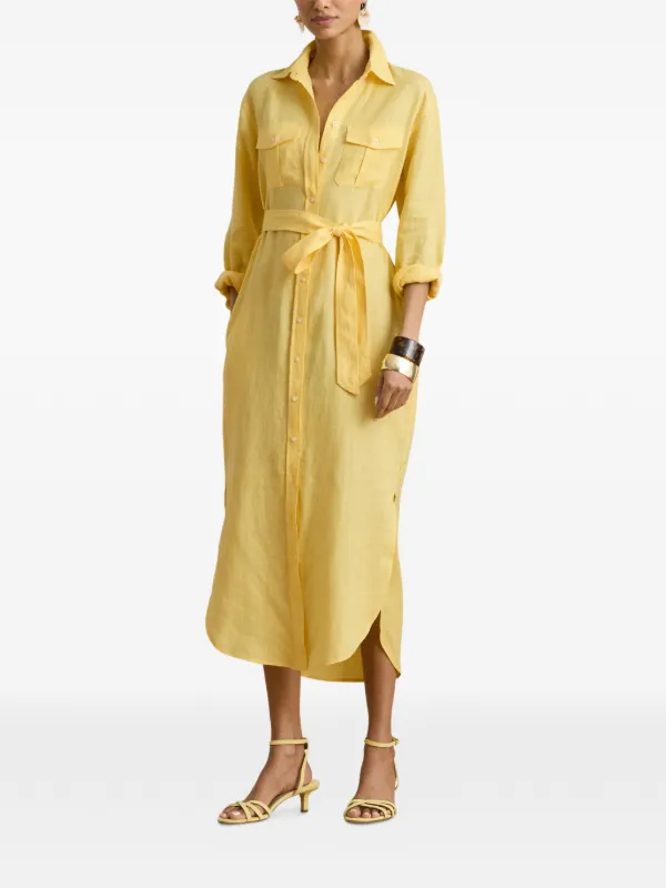 ralph lauren yellow shirt dress Ralph Lauren Oxford Shirt Dress Belted Cotton Oxford Shirtdress