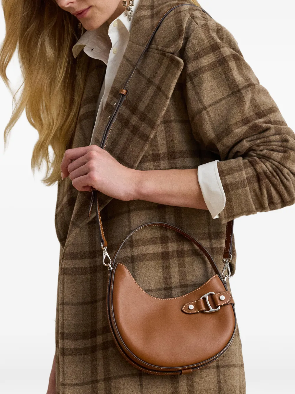 Lauren Ralph Lauren Tasha kleine asymmetrische leren shopper Bruin