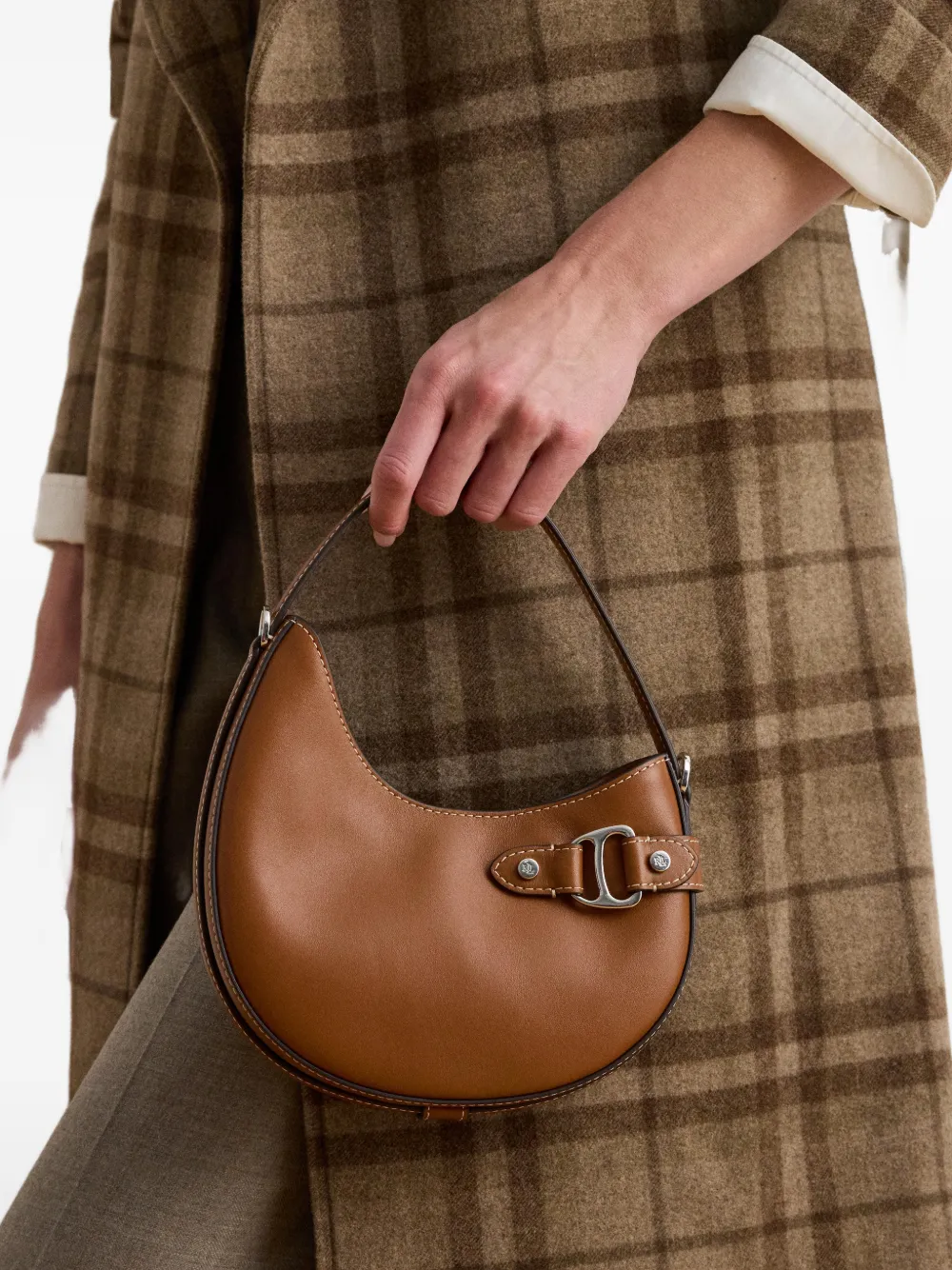 Lauren Ralph Lauren Tasha kleine asymmetrische leren shopper Bruin