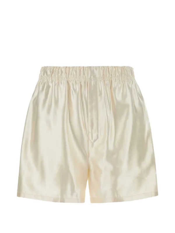 Carven Satin-finish Elasticated-waist Shorts in Neutrals