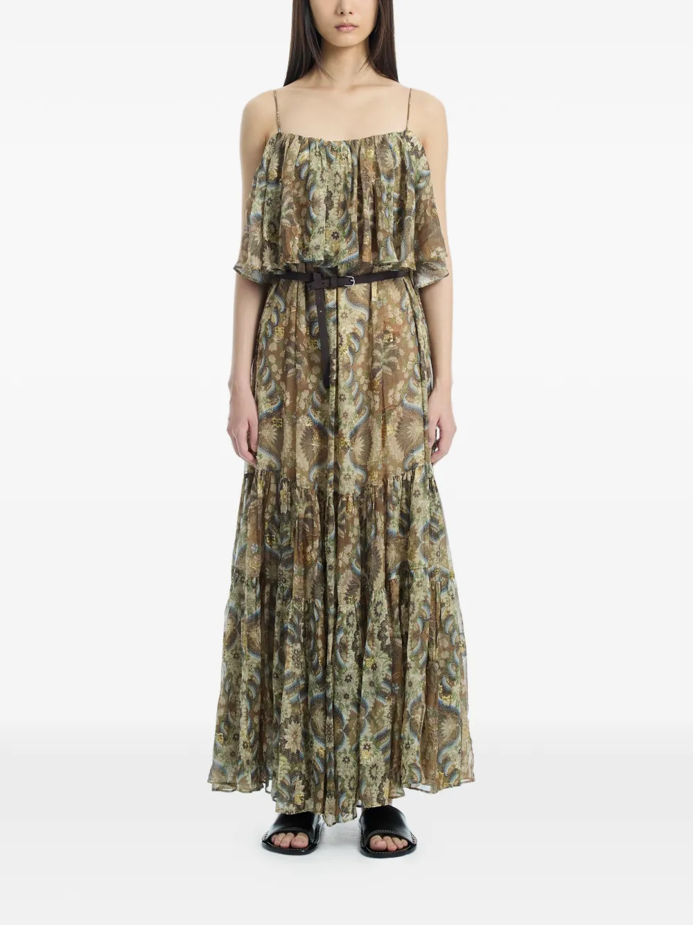 INTO THE EAST paisley-print tiered dress - Braun