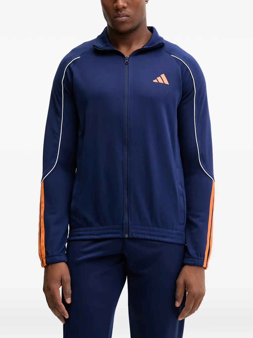 adidas Stadium contrast-piping logo-print zip-up tracksuit - Blu