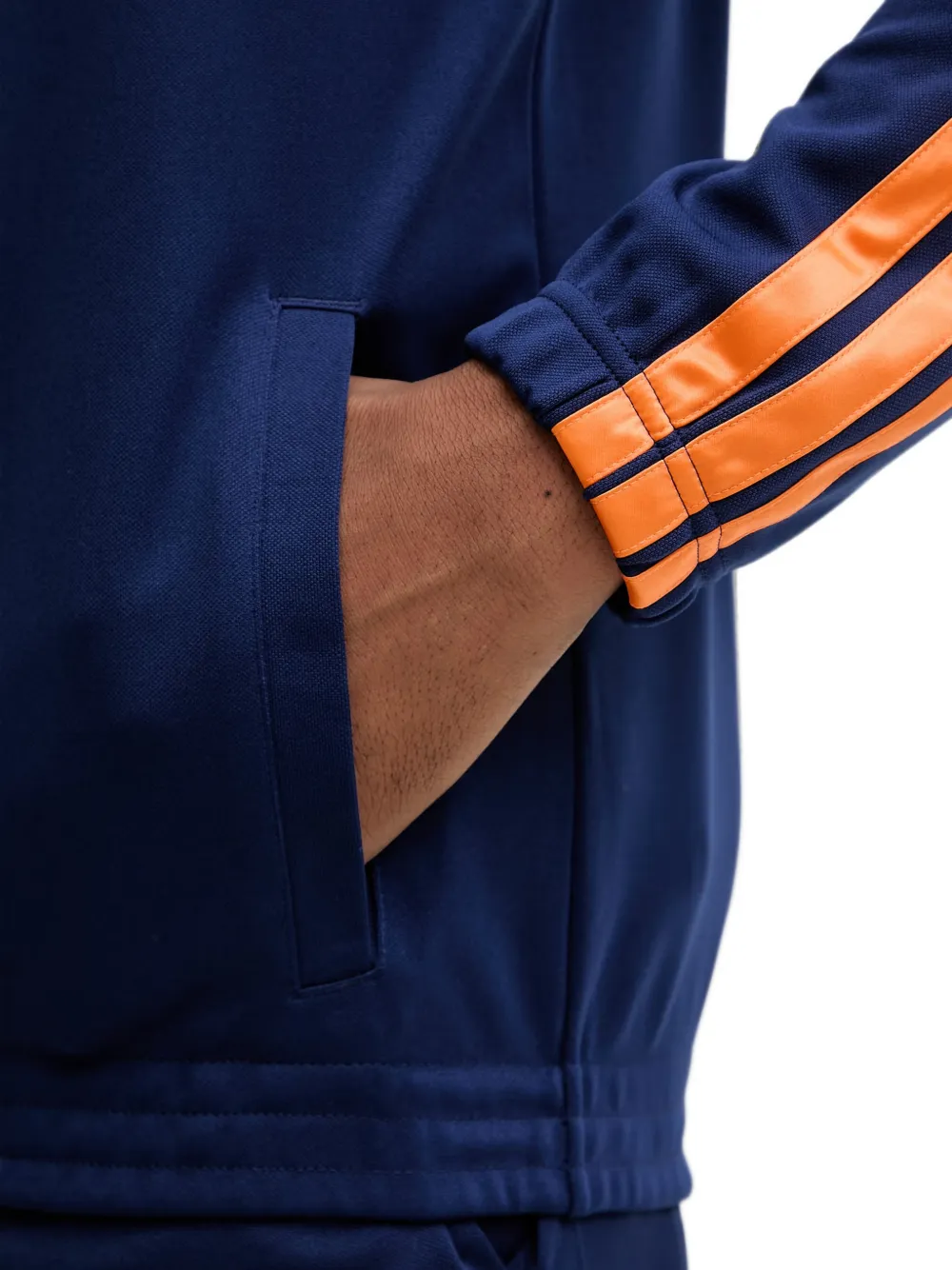 adidas Stadium contrast-piping logo-print zip-up tracksuit Blauw