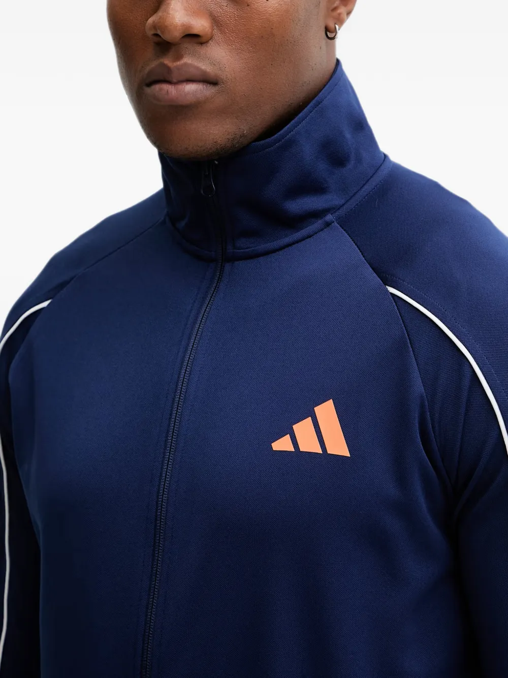 adidas Stadium contrast-piping logo-print zip-up tracksuit Blauw