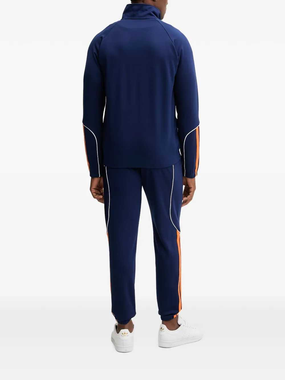 adidas Stadium contrast-piping logo-print zip-up tracksuit Blauw