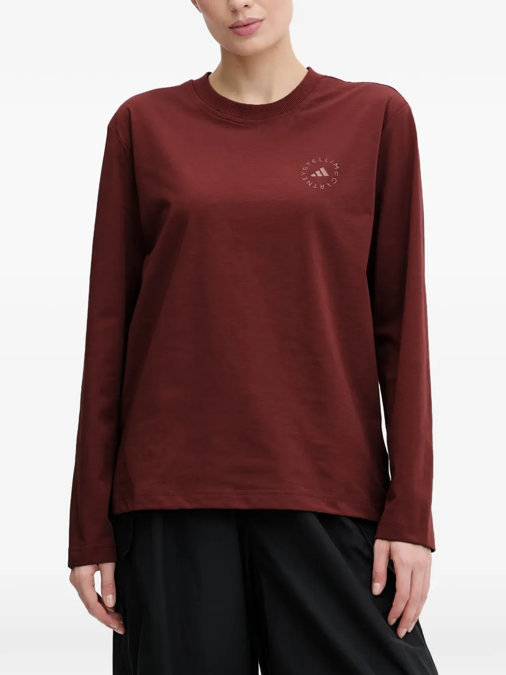 adidas by Stella McCartney logo-print long-sleeve T-shirt - Rosso