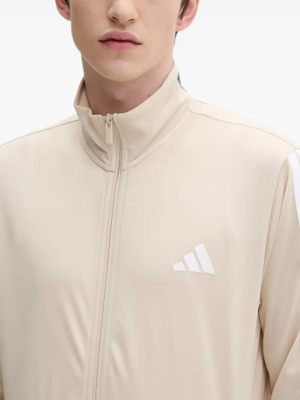adidas side-stripe zip-up sweater Beige
