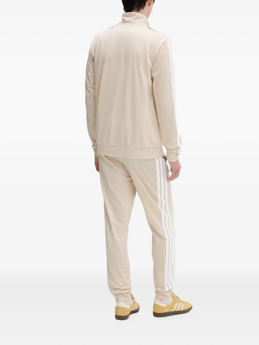 adidas side-stripe zip-up sweater Beige