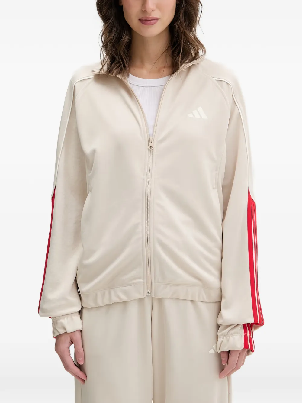 adidas side-stripe zip-up tracksuit Beige