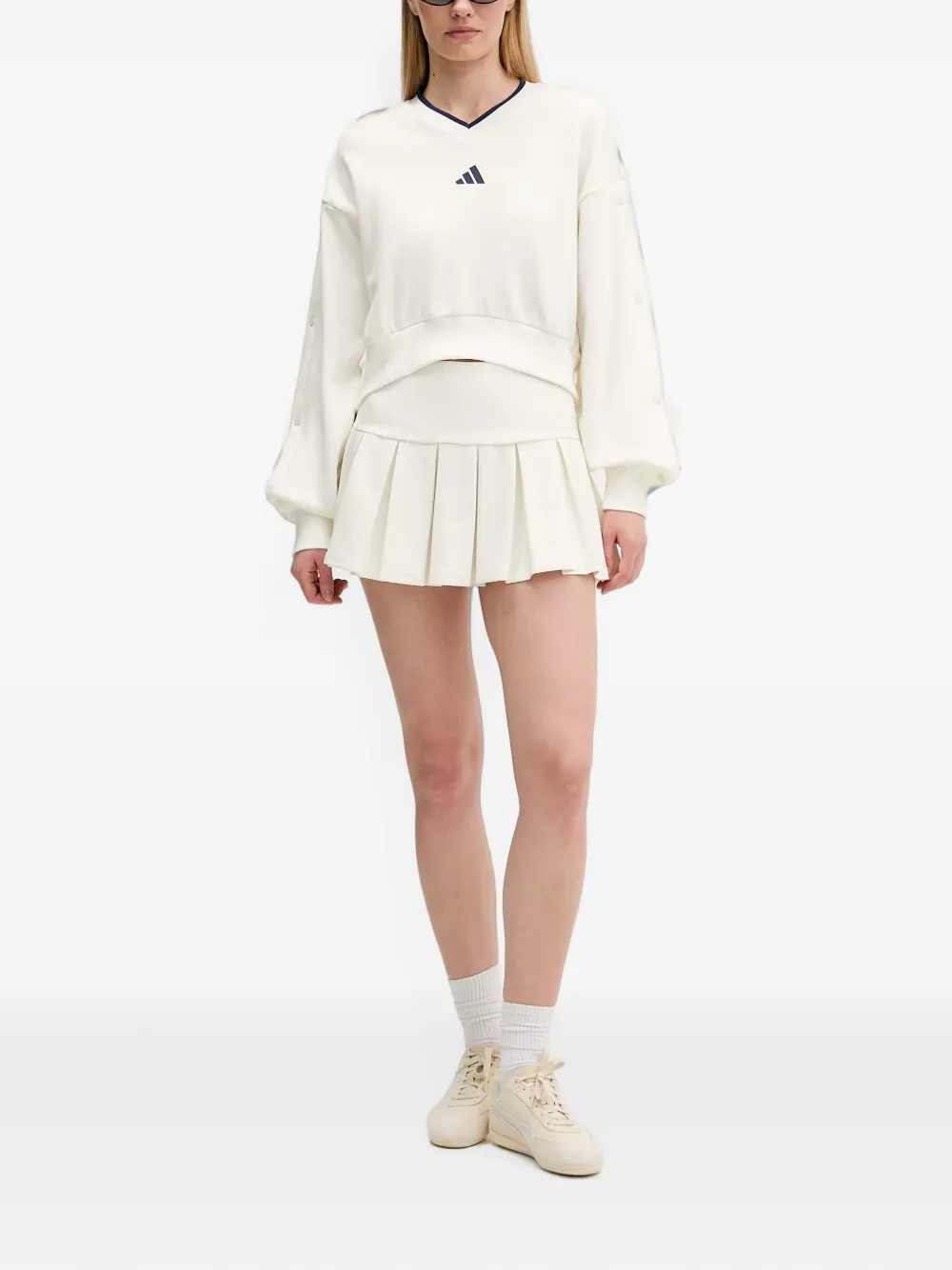 adidas logo-print press-stud sweater Beige