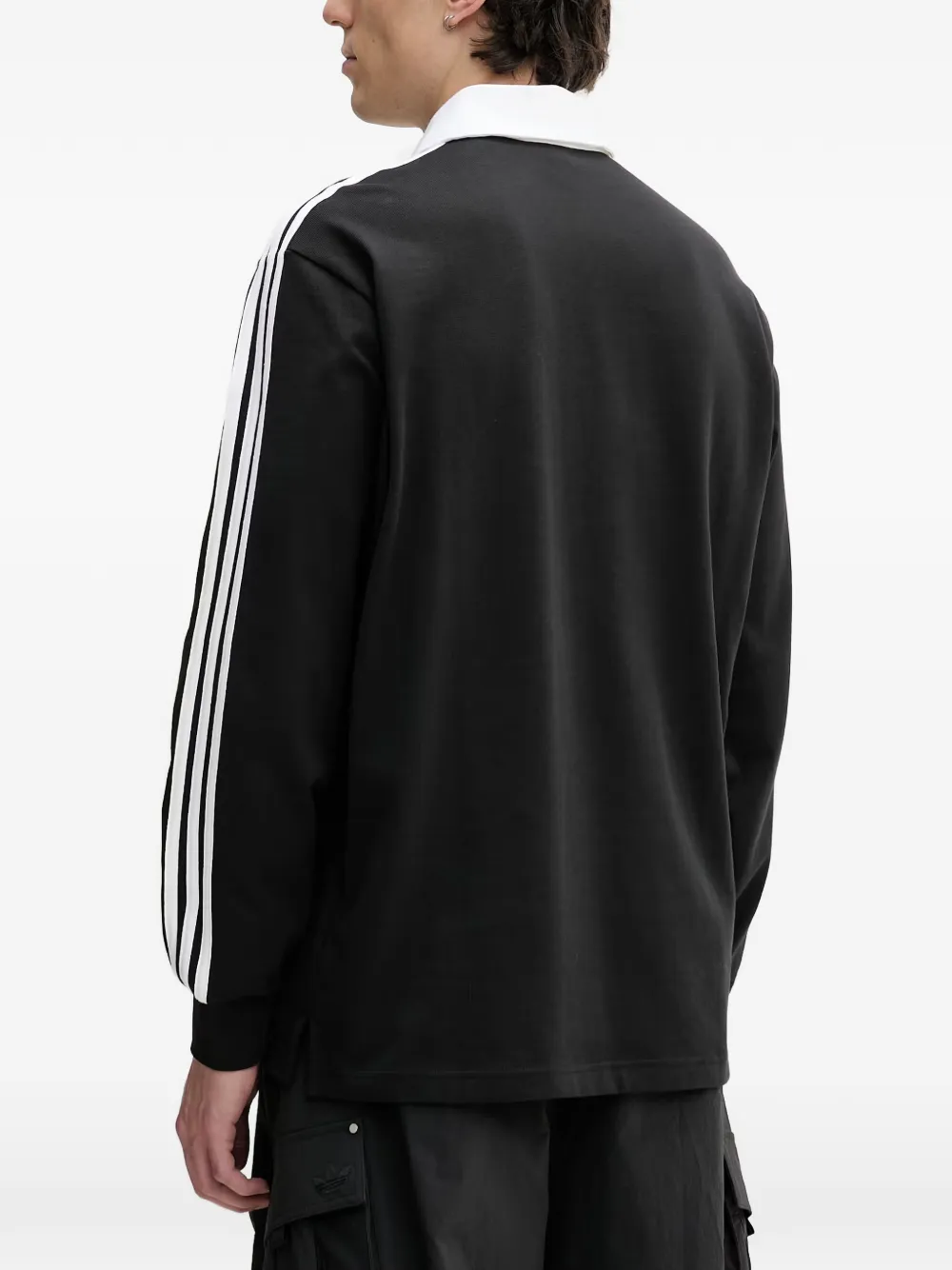 adidas long-sleeve polo shirt Zwart