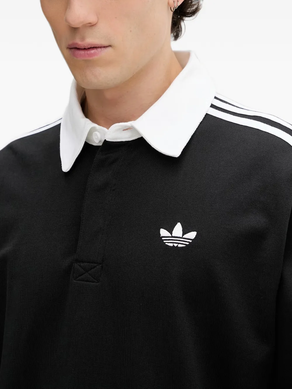 adidas long-sleeve polo shirt Zwart