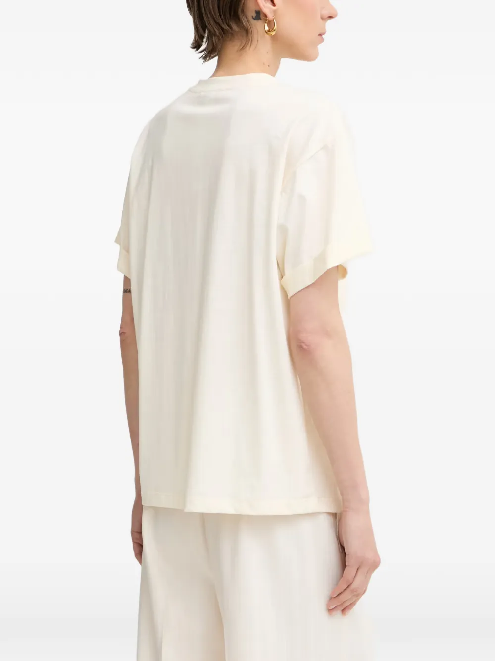 TWINSET T-shirt met geborduurd logo en opgerolde cuffs Beige