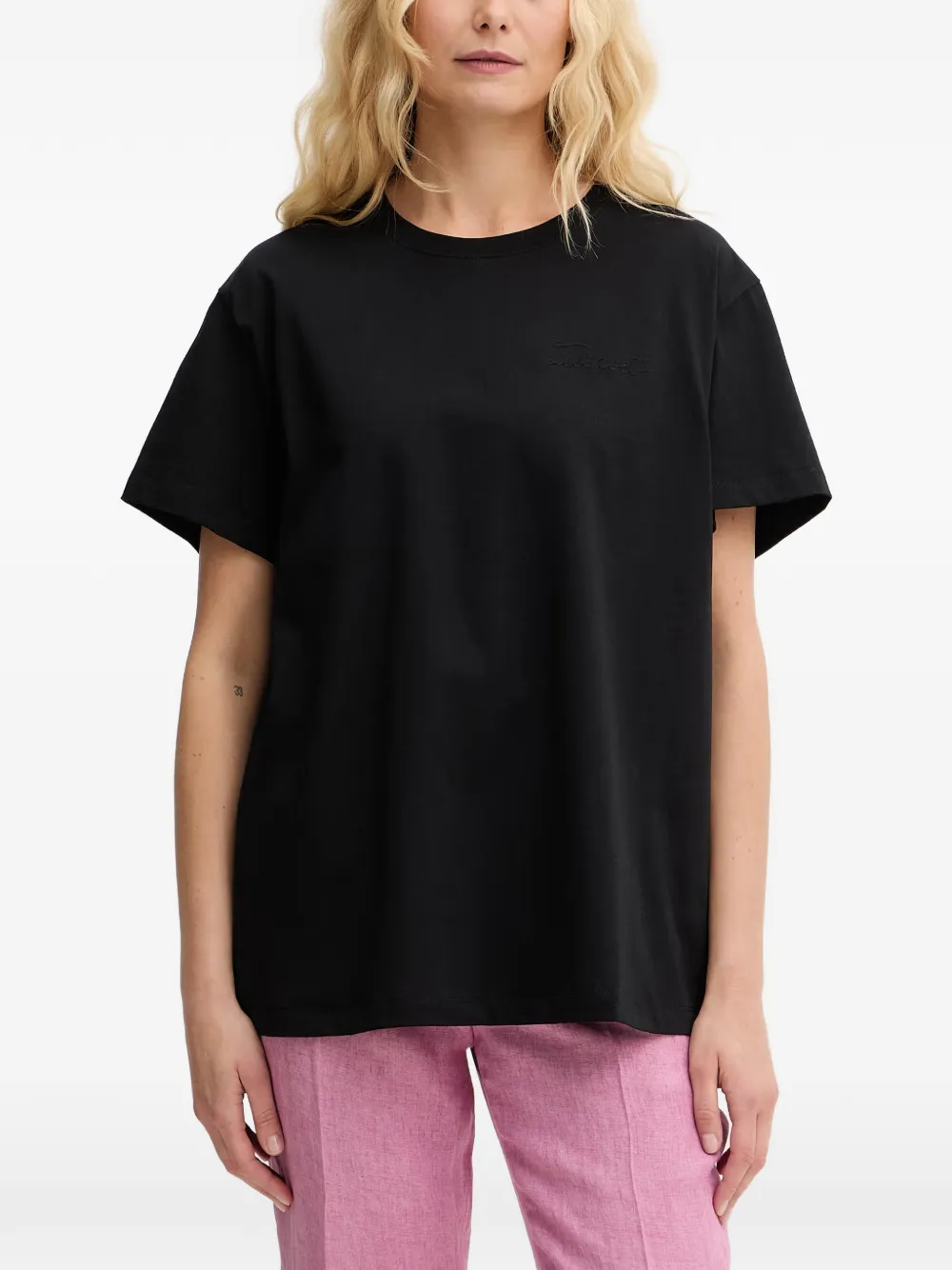 TWINSET logo-embroidered T-shirt - Nero