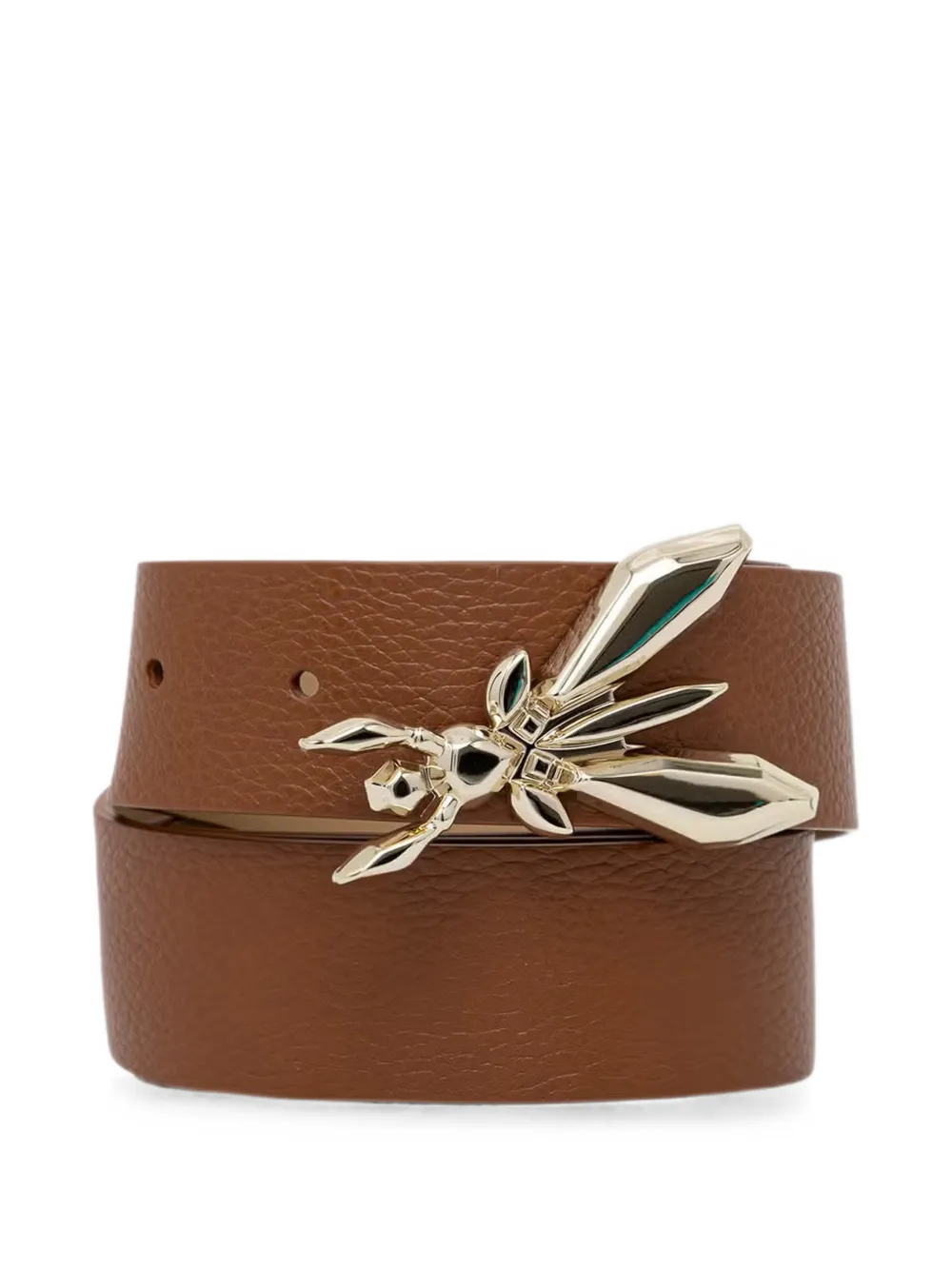 Patrizia Pepe Fly pebbled-calf leather belt - Marrone