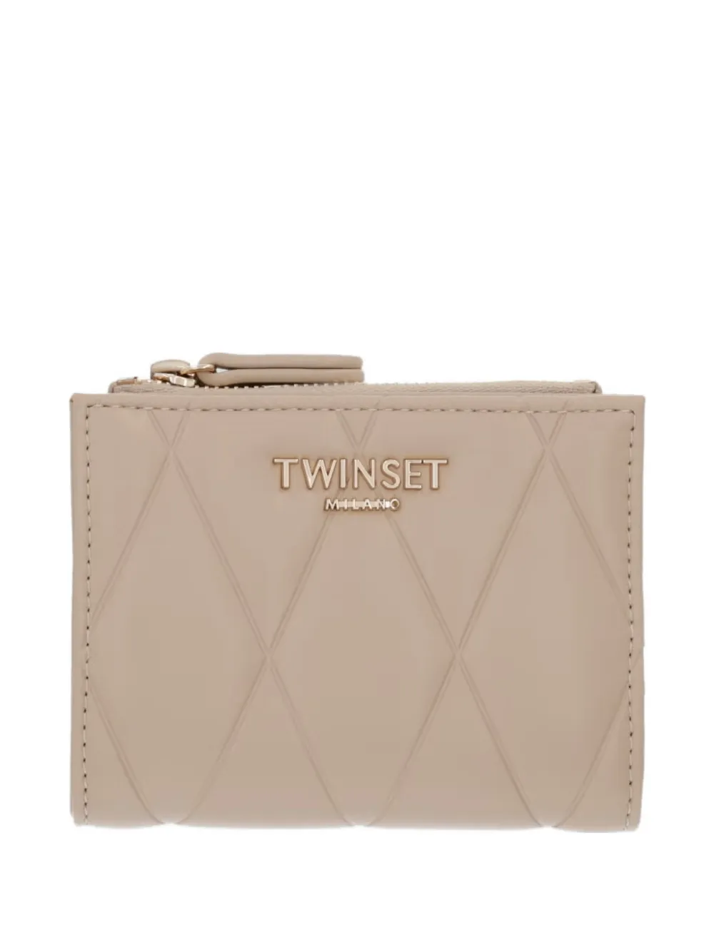 TWINSET diamond-quilted logo-plaque wallet - Toni neutri