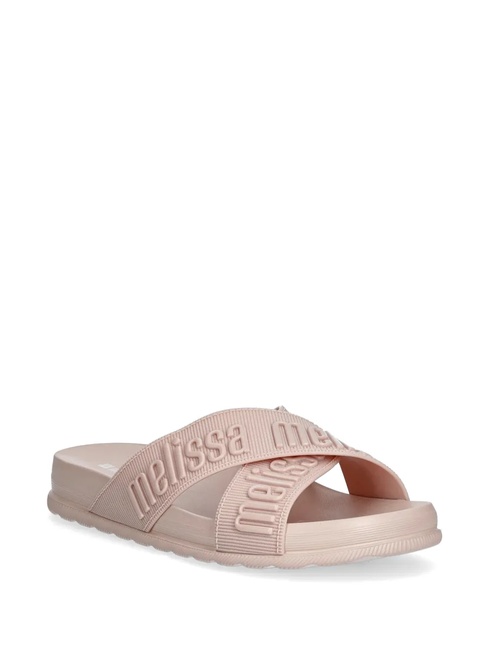 Melissa logo-embossed crossover slides Roze