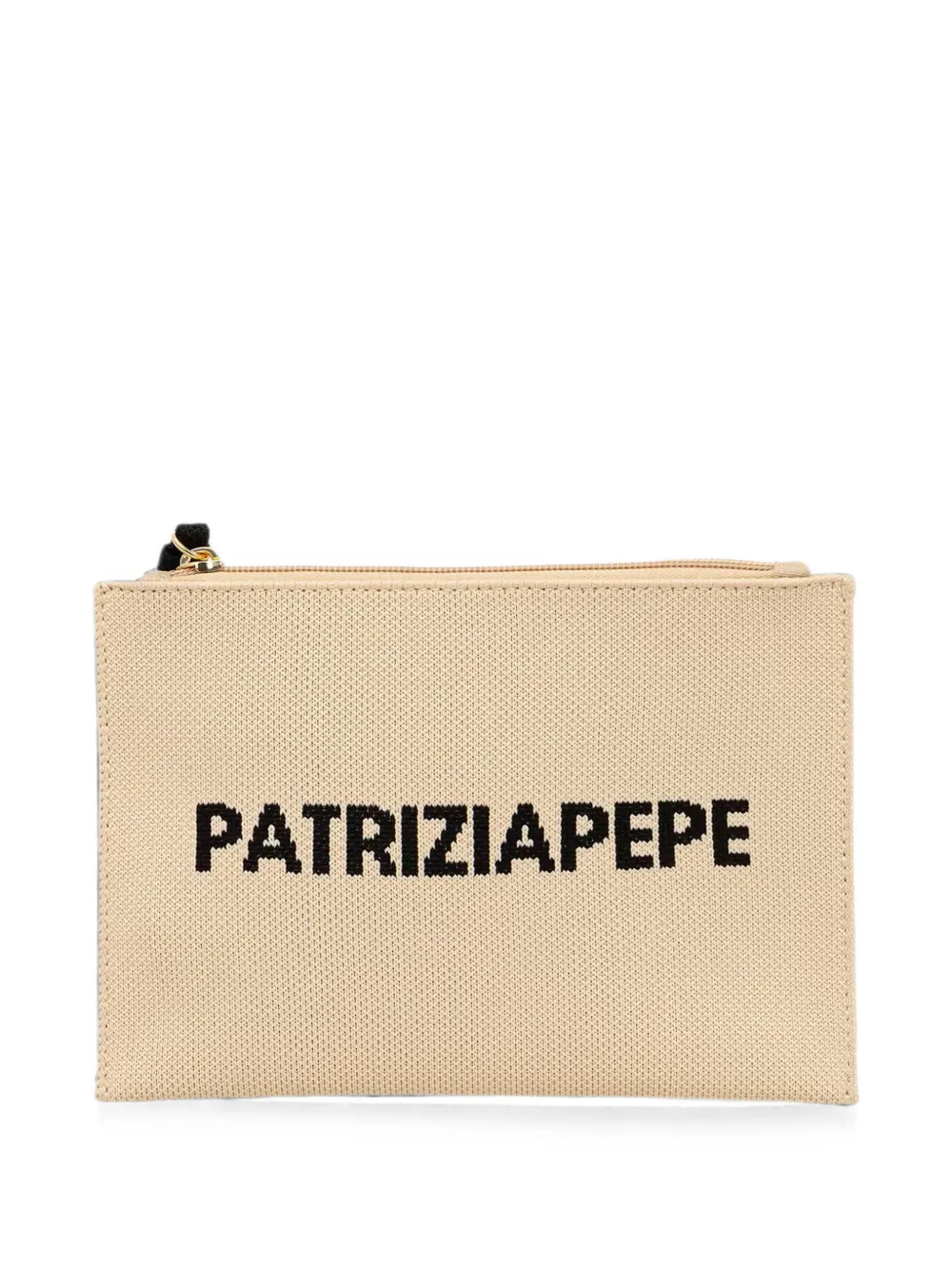 Patrizia Pepe logo-intarsia wristlet make-up bag - Toni neutri