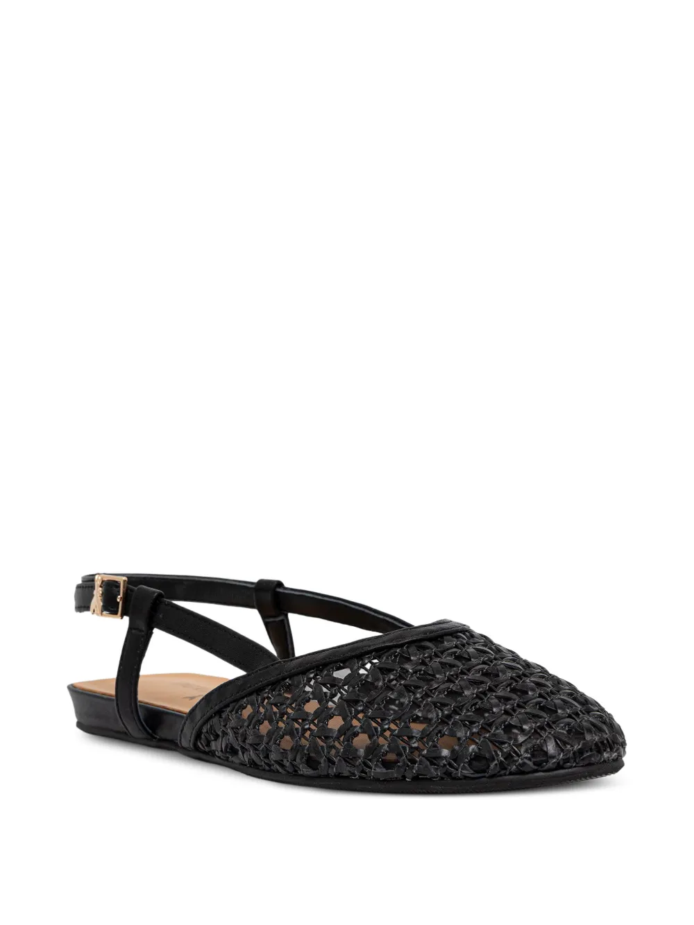 Patrizia Pepe girl woven-design slingback ballet flats - Nero
