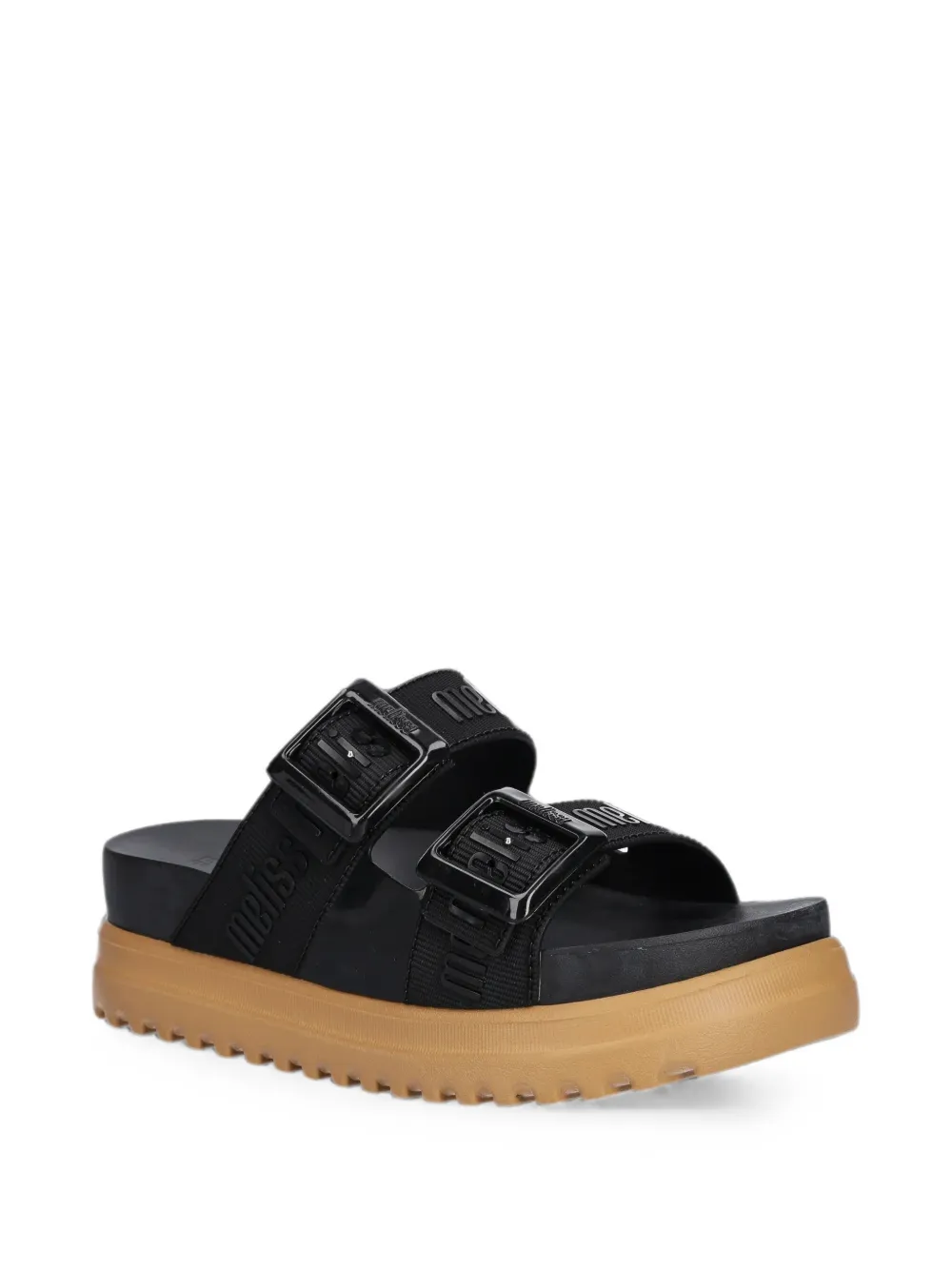 Melissa Cozy M Lover slippers met gespsluiting en logoprint Zwart