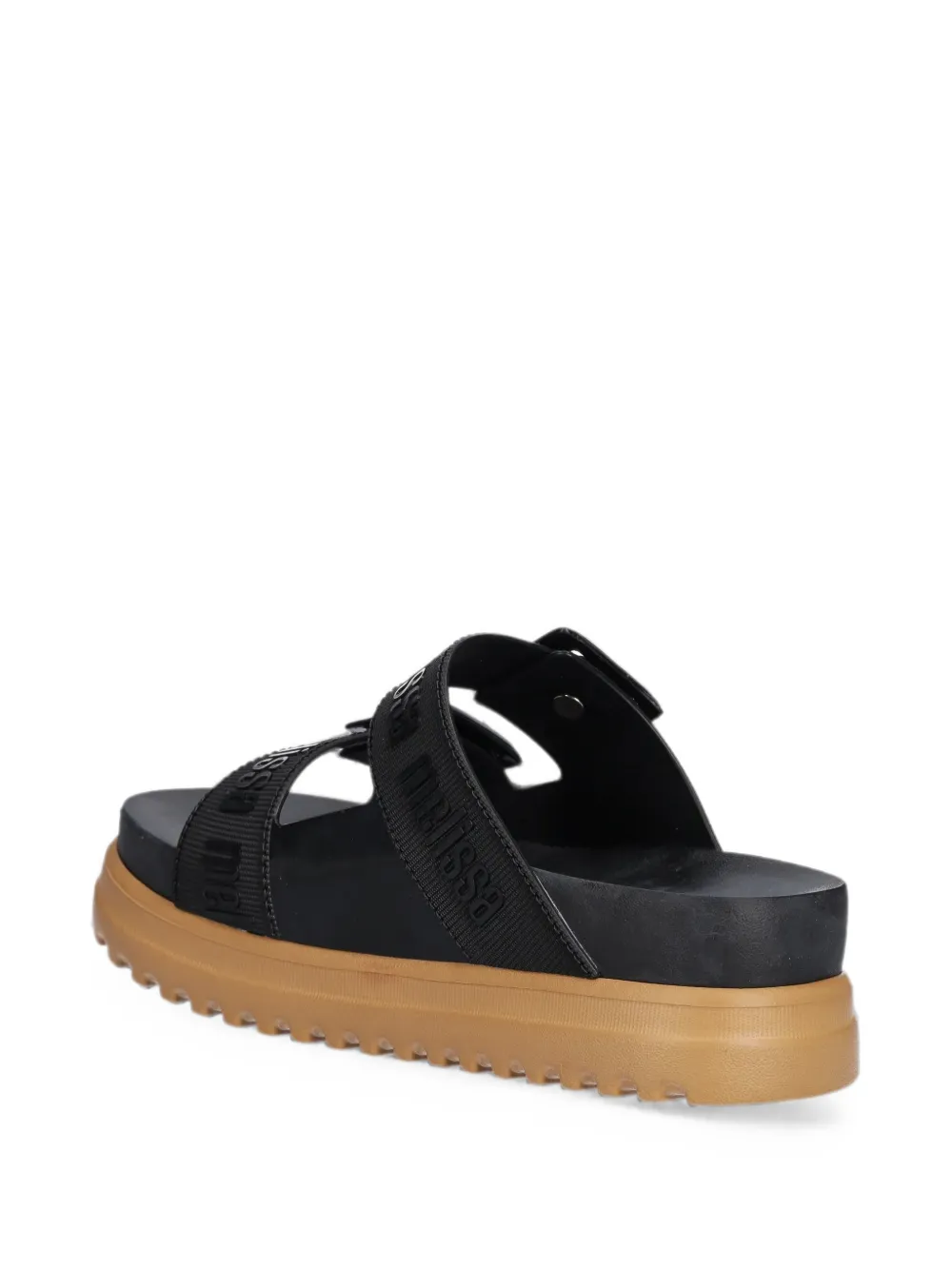 Melissa Cozy M Lover slippers met gespsluiting en logoprint Zwart