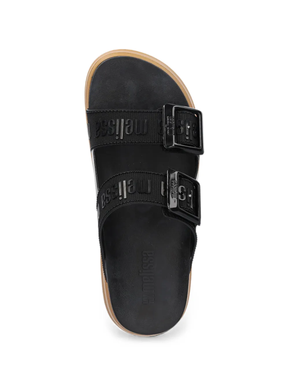 Melissa Cozy M Lover slippers met gespsluiting en logoprint Zwart