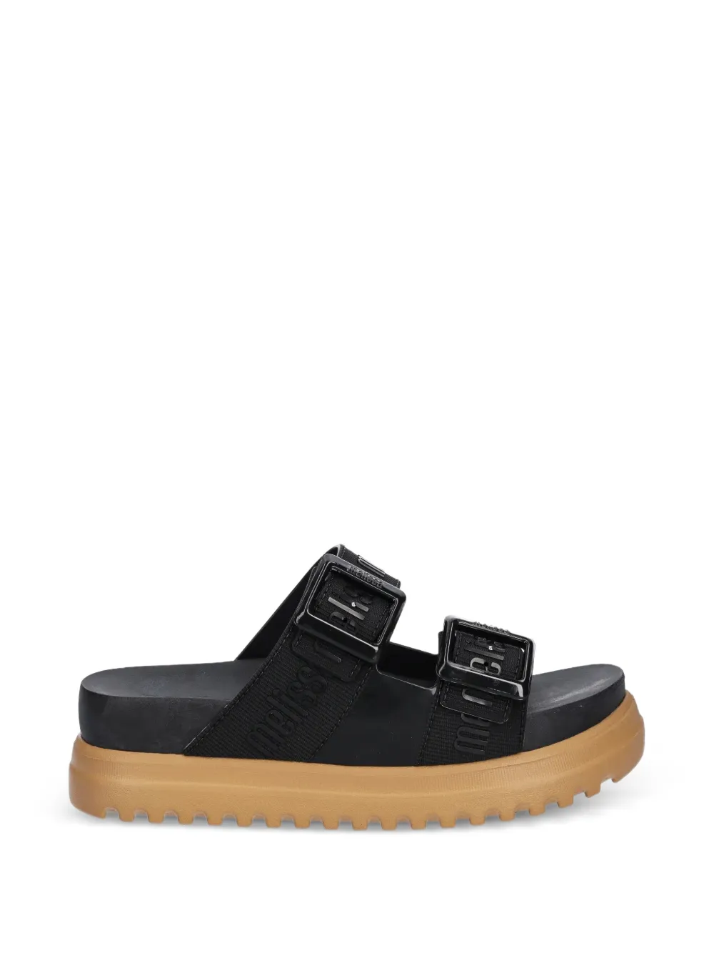 Melissa Cozy M Lover buckle-fastening logo-print slides - Schwarz