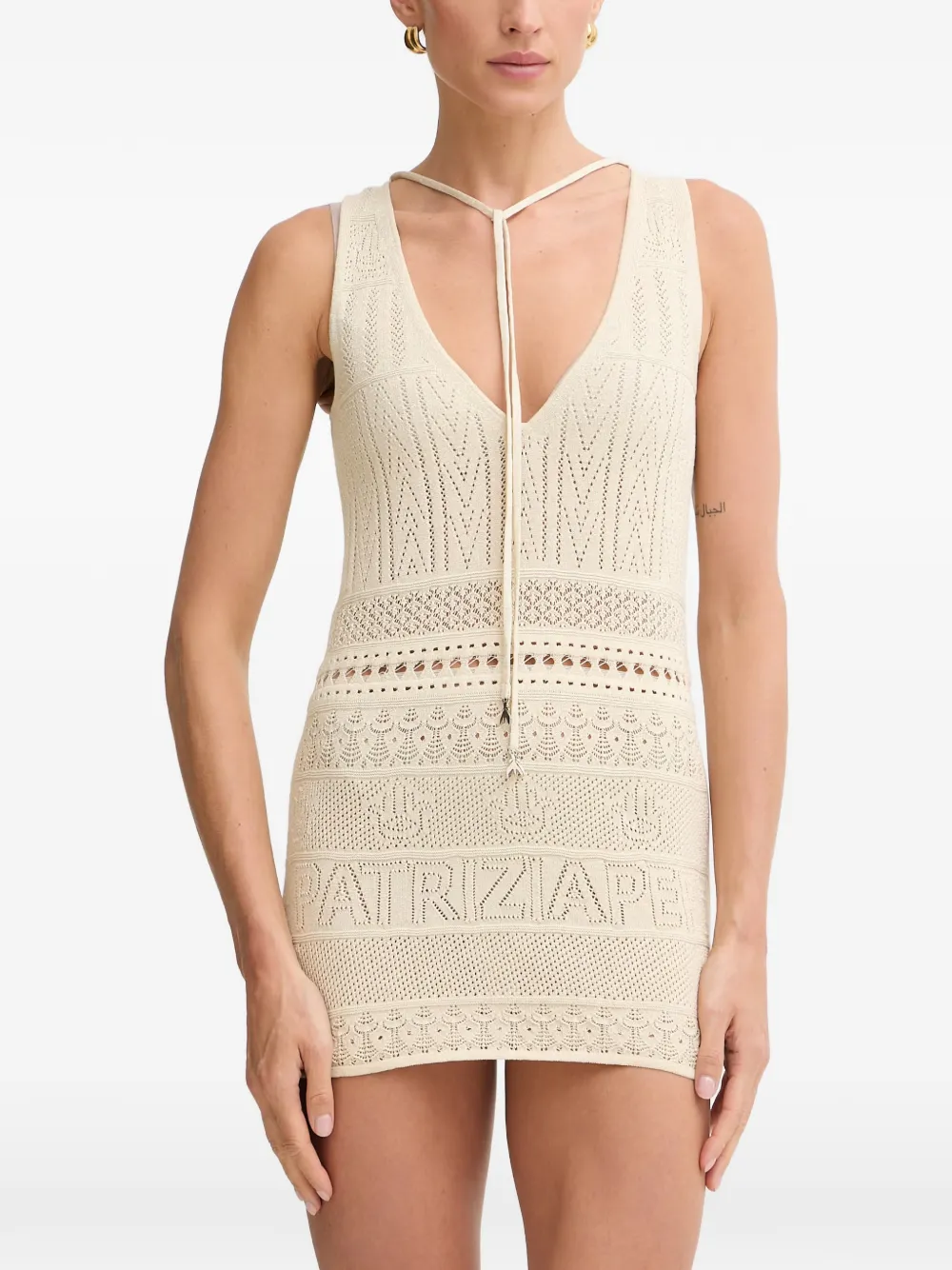 Patrizia Pepe crochet-knit V-neck top - Toni neutri