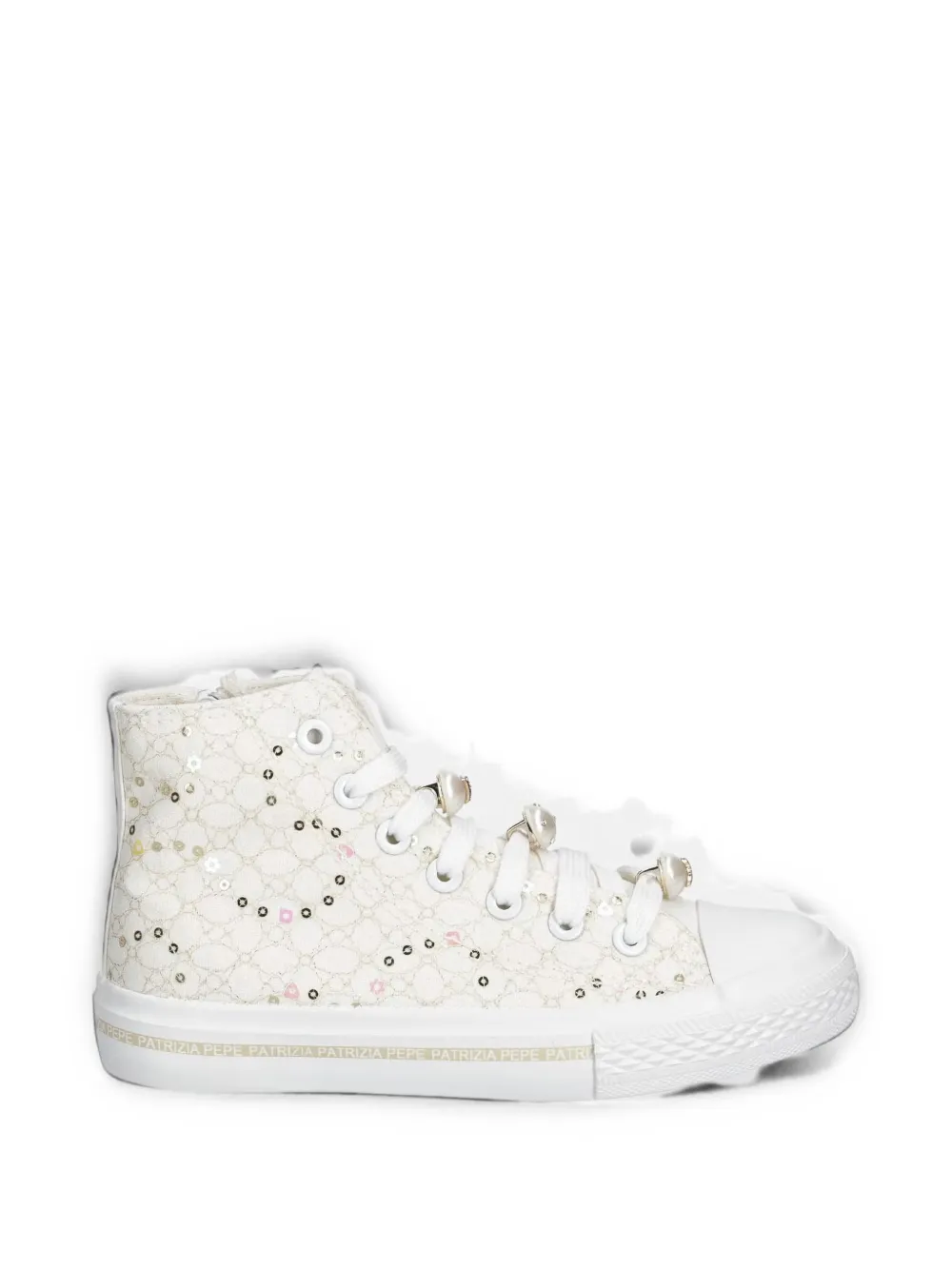 Patrizia Pepe sequin-embellished high-top sneakers Beige