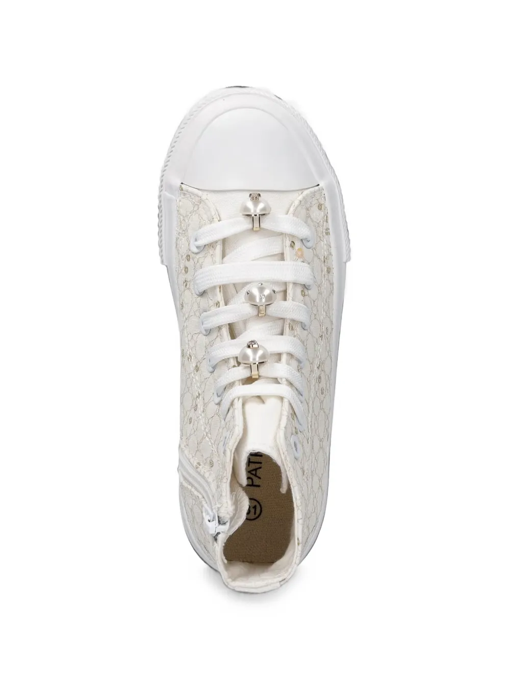 Patrizia Pepe sequin-embellished high-top sneakers Beige
