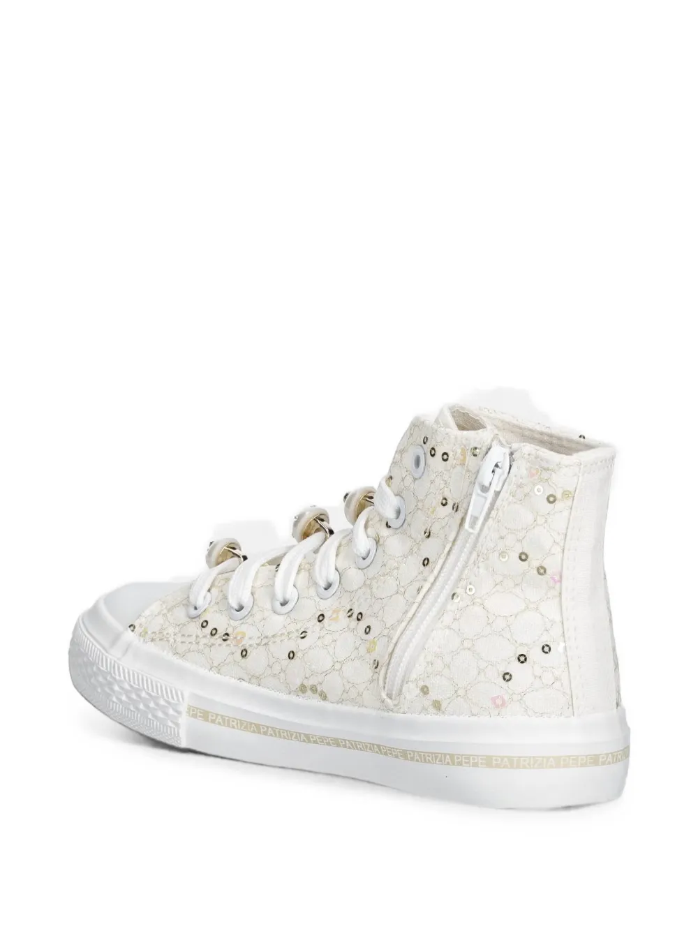 Patrizia Pepe sequin-embellished high-top sneakers Beige