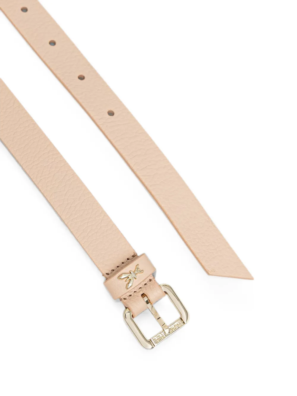 Patrizia Pepe Leren riem met bewerkt kalfsleer en Fly-plakkaat Beige