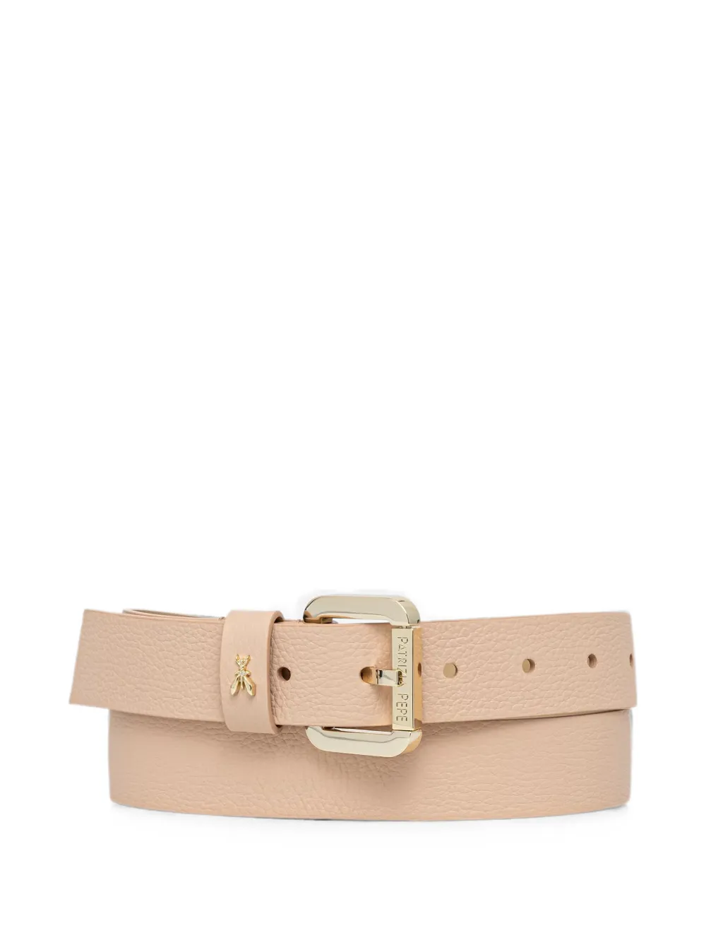 Patrizia Pepe Fly-plaque pebbled calf leather belt - Toni neutri