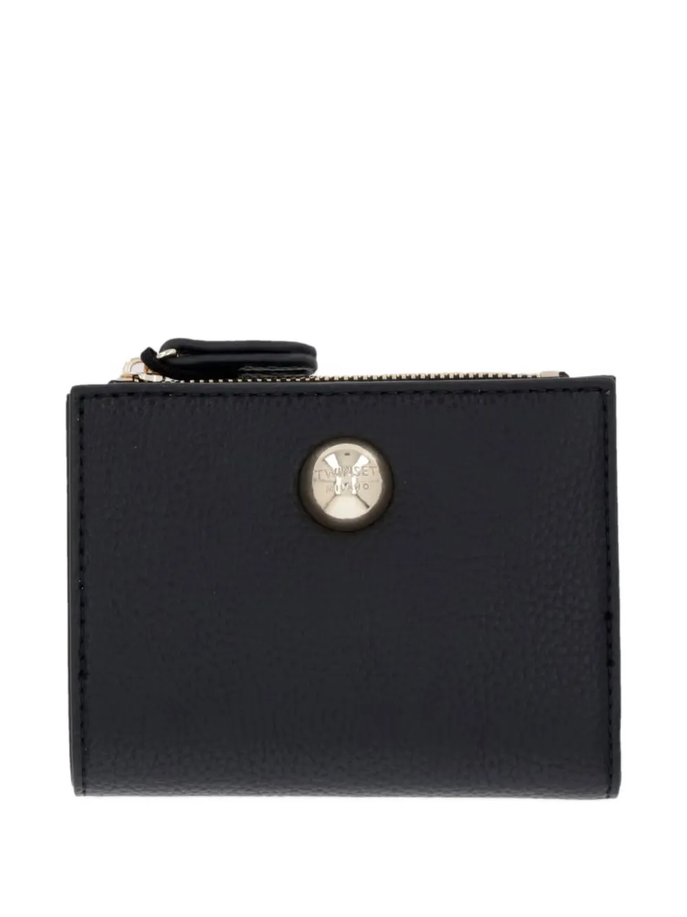 TWINSET logo-plaque pebbled wallet - Nero
