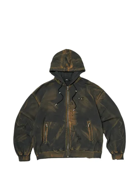 THUG CLUB distressed zip-fastening hoodie