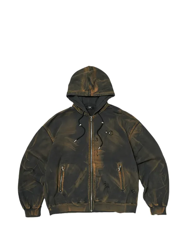 THUG CLUB ダメージ ジップパーカー | ブラック | FARFETCH JP