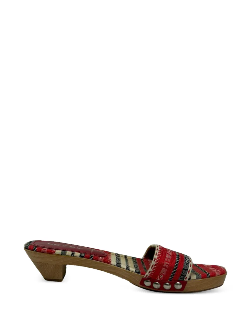 Prada Pre-Owned patterned wooden mule sandals - Rot