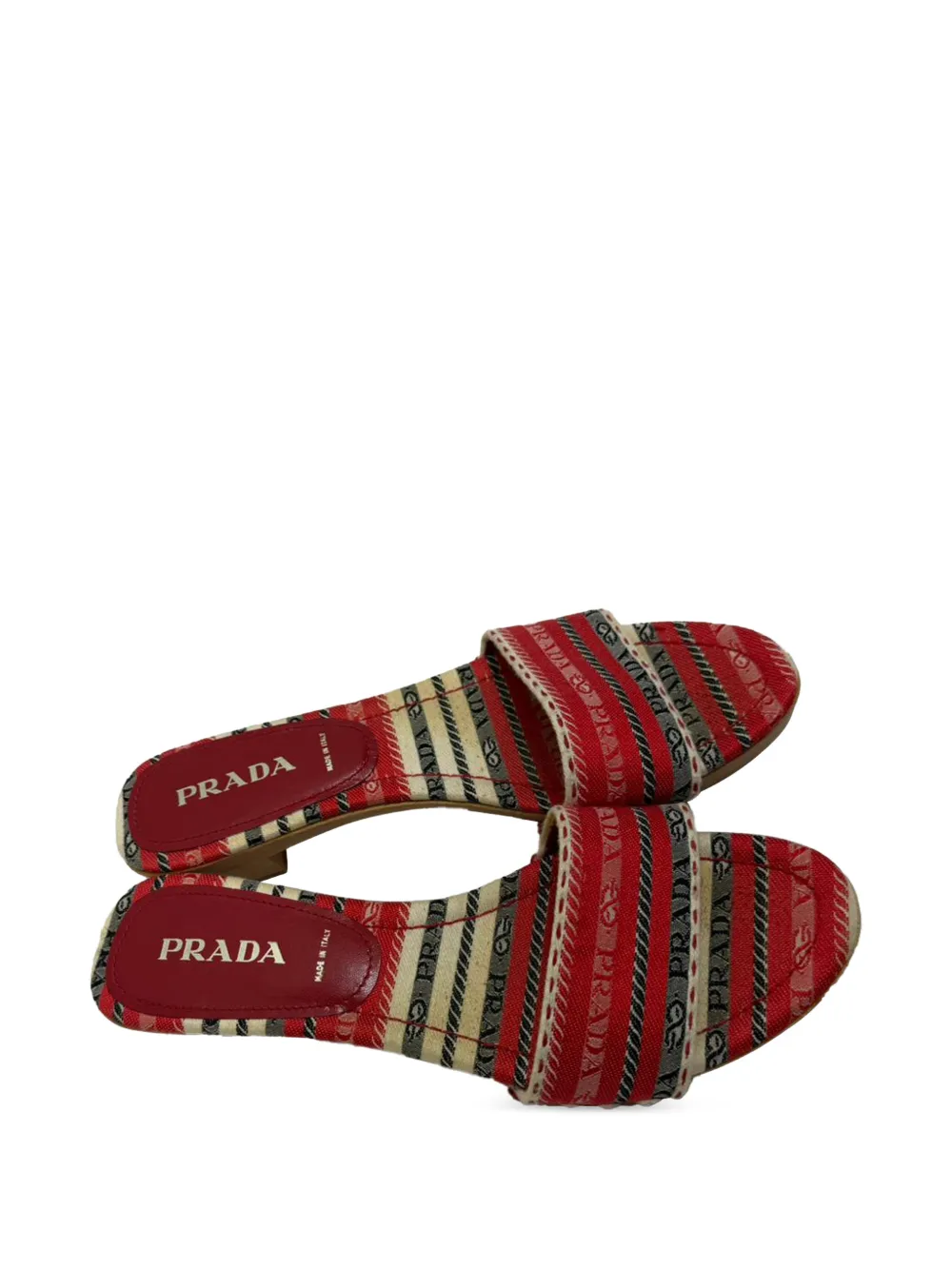 PRADA・プラダ・サンダル・ミュール・千鳥柄・赤・21.5cm相当 Prada Pre-Owned パターン ミュール | レッド | FARFETCH JP